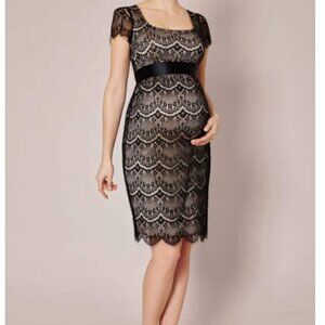 Tiffany Rose Black Lace Flutter Maternity Midi Dress, UK Size 2 (US 6-8)